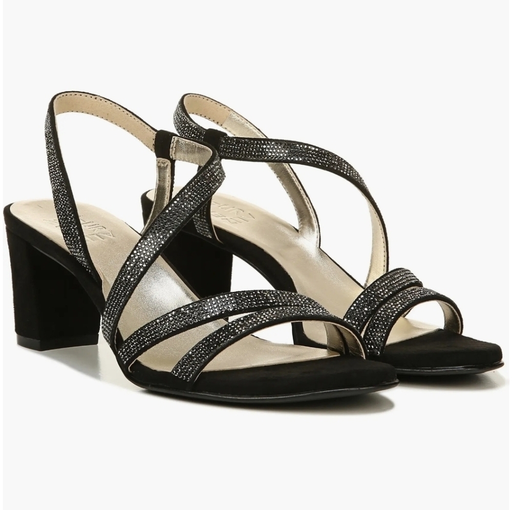 Naturalizer Vanessa Elegant Black Strappy Sandals Sz 8 Wide New